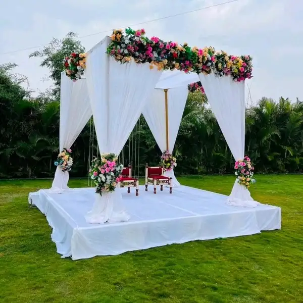 Classic White Floral Canopy Mandap